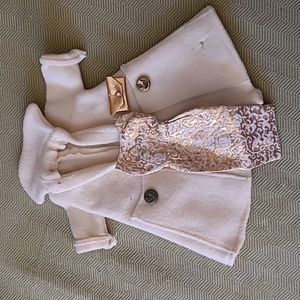 60s original Barbie gold brocade dress and gold clutch & handcrafted  coat